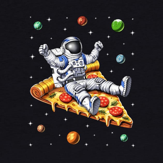 Astronaut Riding Pizza Slice by underheaven